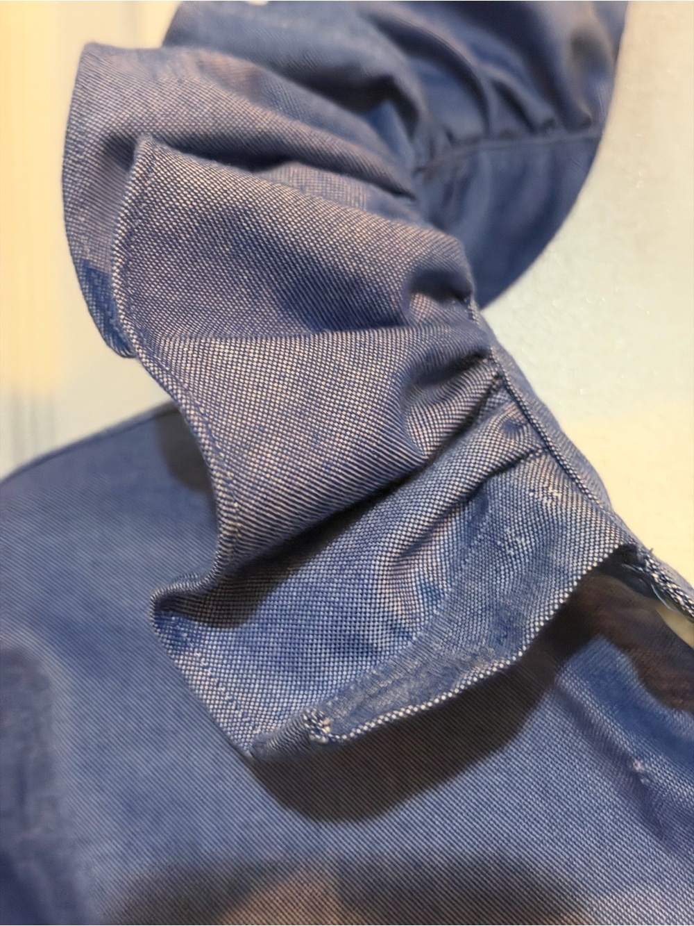 Women’s Upcycled One Of A Kind Ruffled Button Down Mens’s Lands End Shirt 17 1/2 - Picture 5 of 8